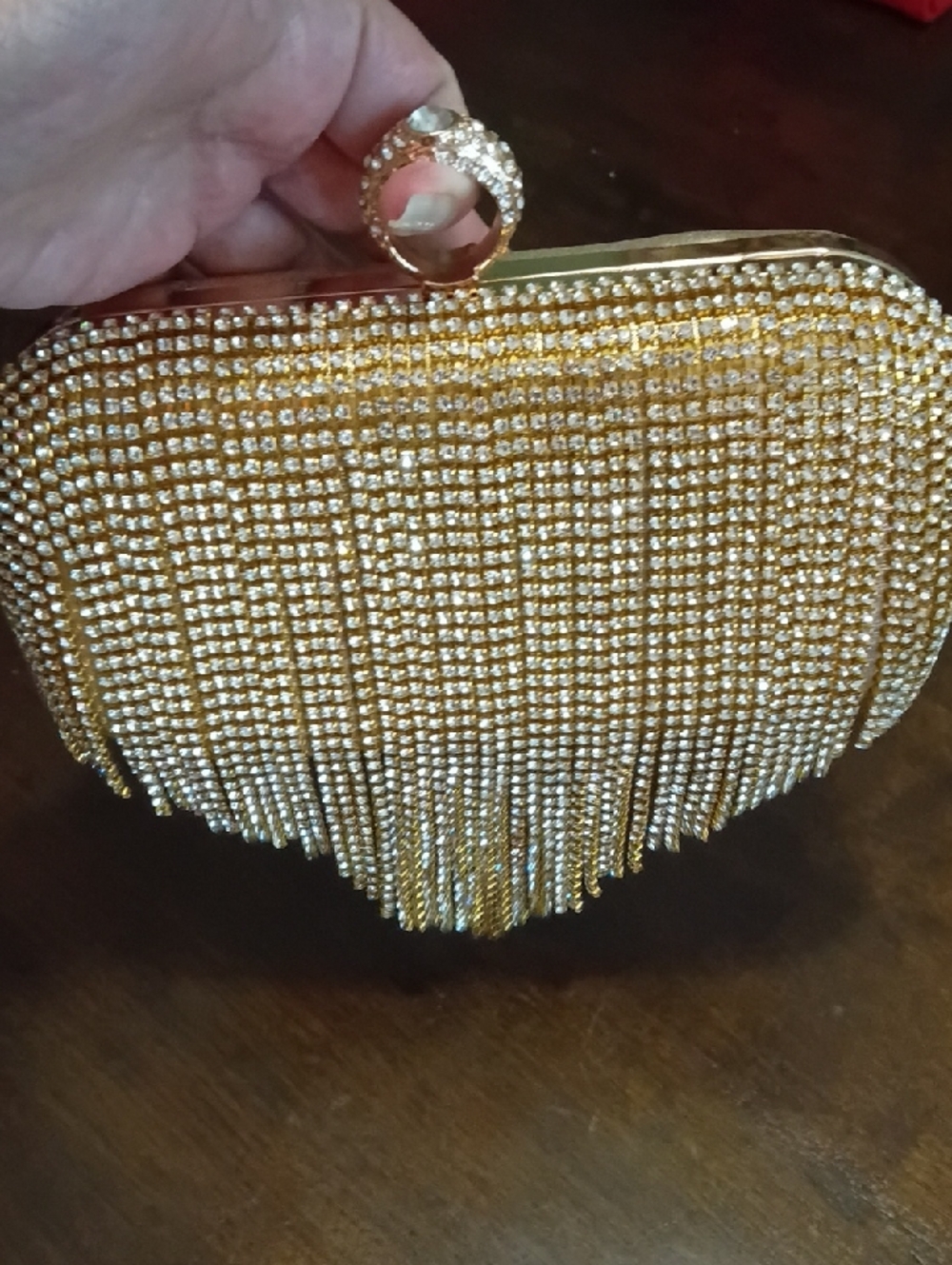 Gold Crystal Fringe Evening Clutch Bag New Exquisite